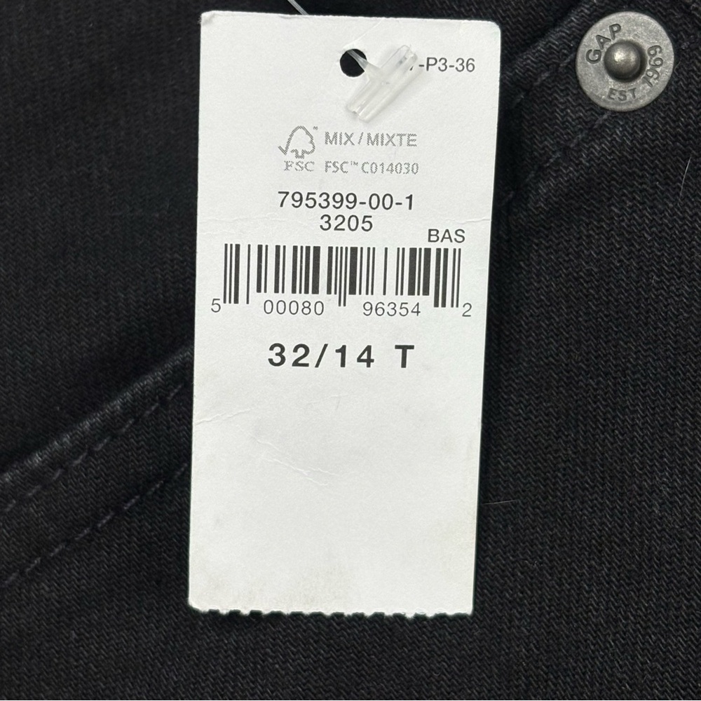 NWT GAP Mid Rise Vintage Slim Jeans • Black Rinse • Raw Hem • Tall 32/14 - Picture 15 of 15